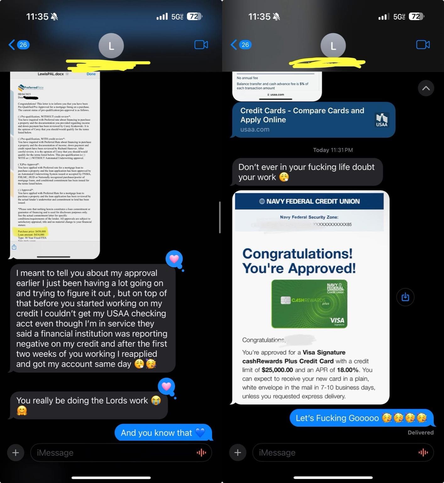 $434,000 Mortgage Approval and $25,000 Credit Card Approval