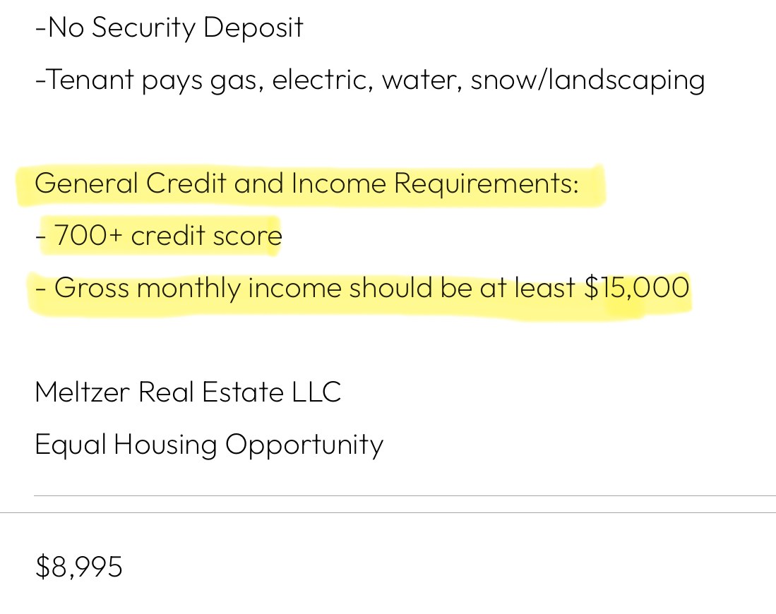Real estate listing: 700+ credit score required