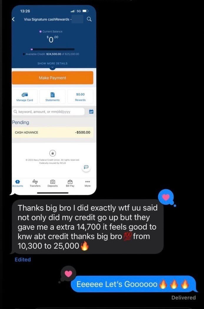 Credit limit increase approval 1 of 11