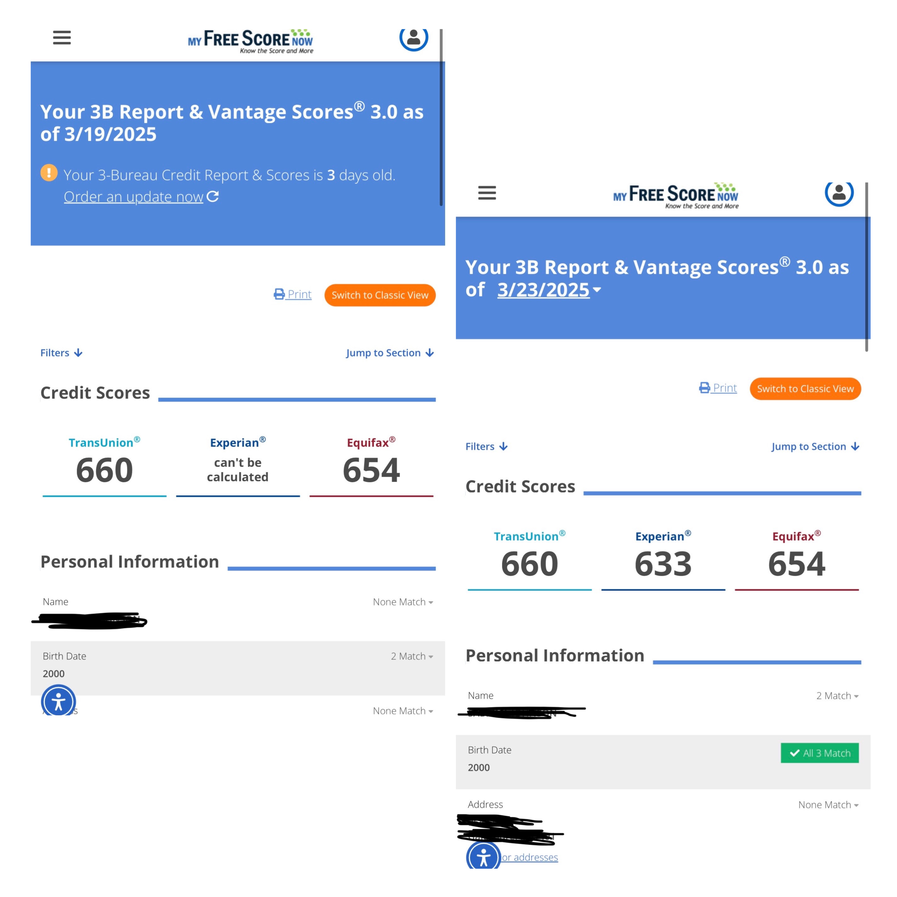Before and after credit bureaus fix