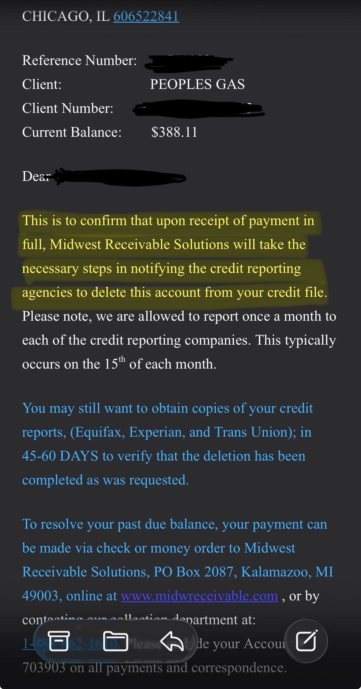 Pay-For-Delete Agreement Letter Example