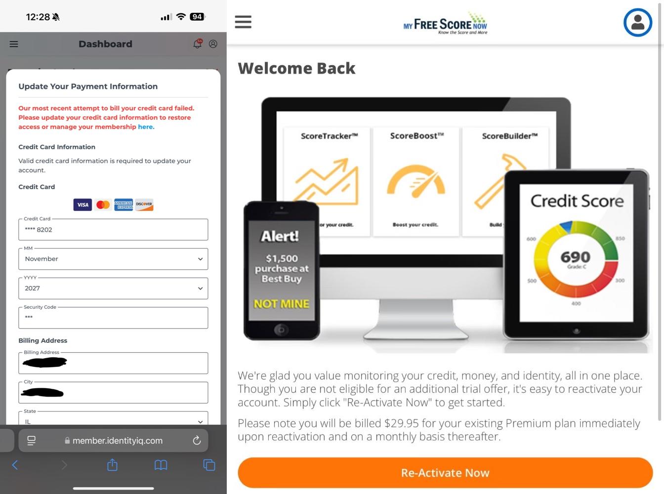 Credit Monitoring Reactivation Notice
