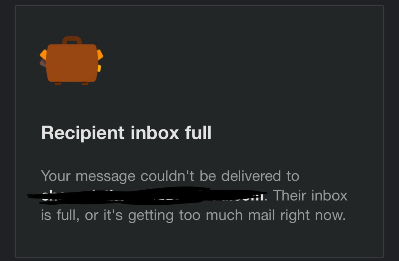 Recipient inbox full error