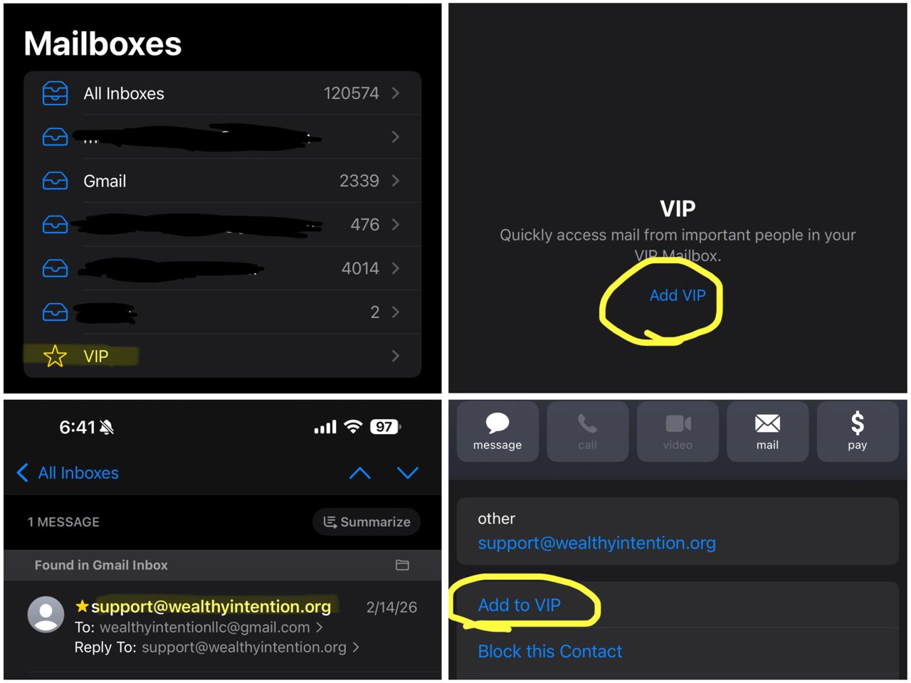 How to add VIP email on iPhone